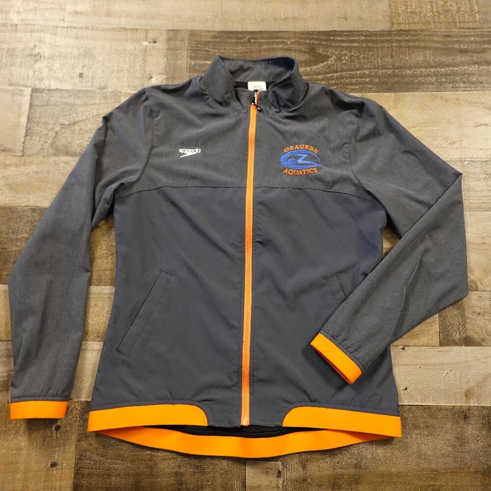 Speedo Tech Warm Up‎ Jacket Women’s Medium Gray Orange Swim Team